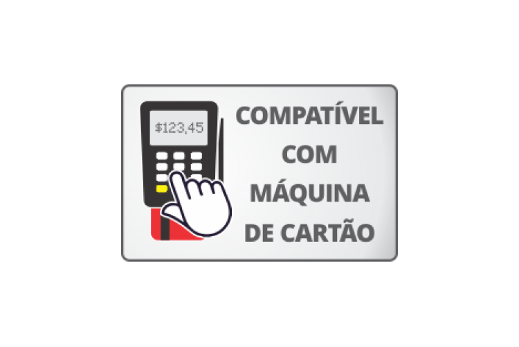 ilustração de uma máquininha de cartão com o texto compatível com máquina de cartão